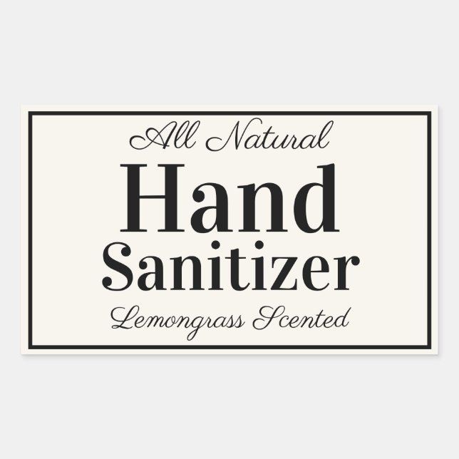 Custom Homemade Hand Sanitizer Simple and Elegant Rectangular Sticker (Front)