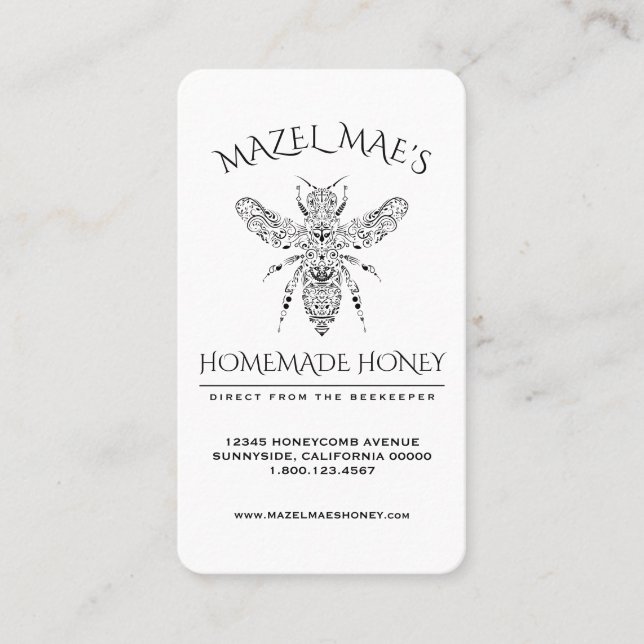 Custom Homemade Honey Business Card (Front)