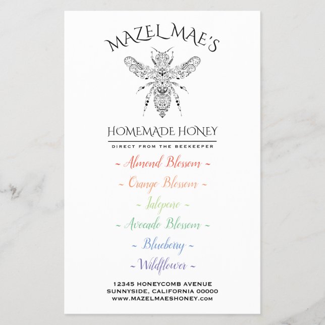 Custom Homemade Honey Flyer (Front)