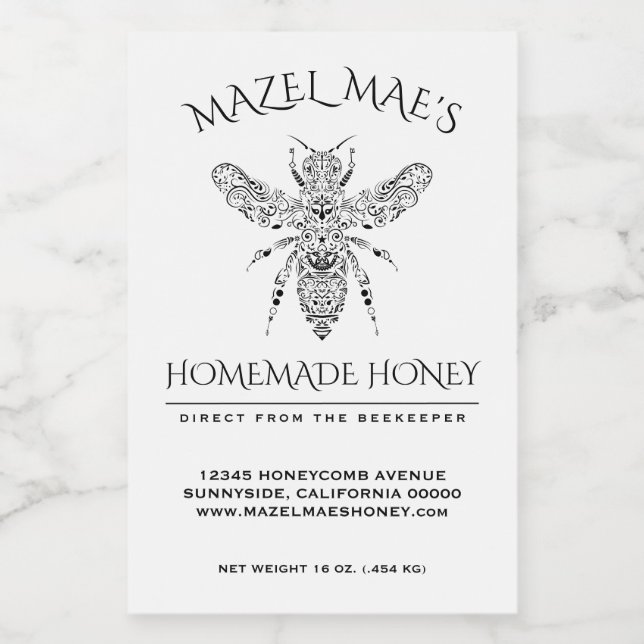 Custom Homemade Honey Food Label (Single Label)