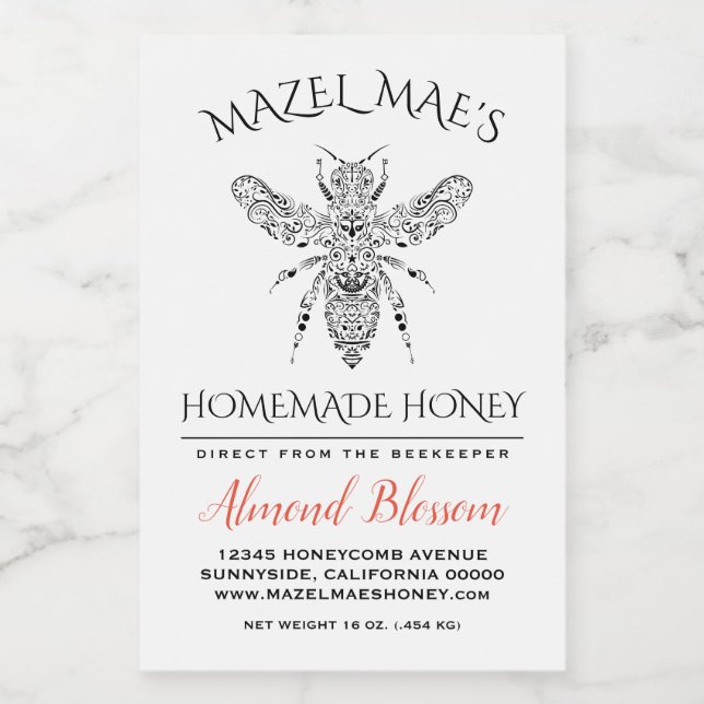 Custom Homemade Honey Food Label (Single Label)