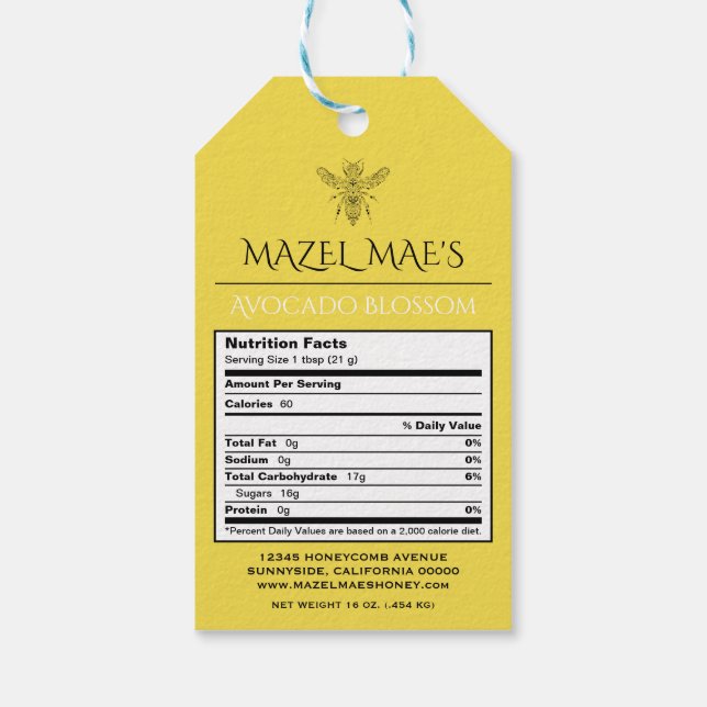 Custom Homemade Honey Nutrition Label (Back)