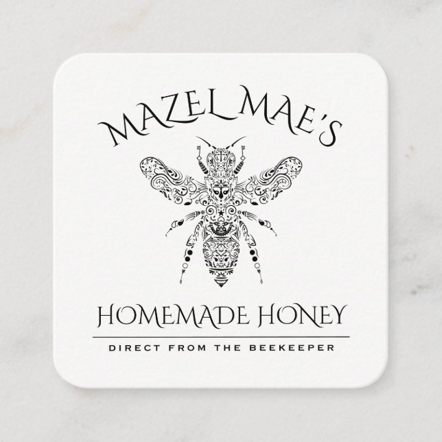 Custom Homemade Honey Square Business Card (Front)