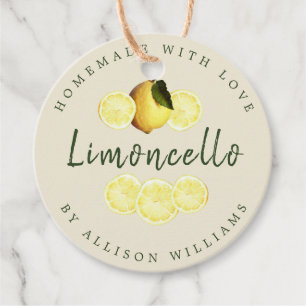 Custom Homemade Limoncello Antique White Bottle Fa Favour Tags