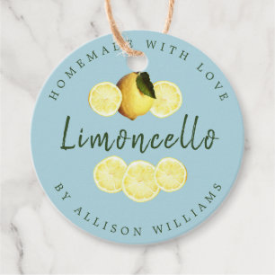Custom Homemade Limoncello Blue Favour Tags