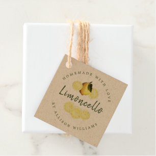 Custom Homemade Limoncello Kraft Favour Tags