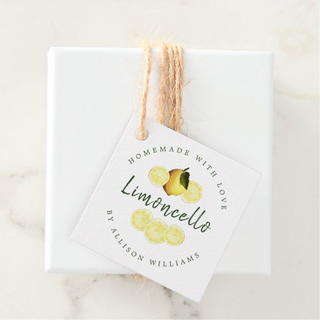 Custom Homemade Limoncello Kraft Favour Tags (In Situ)