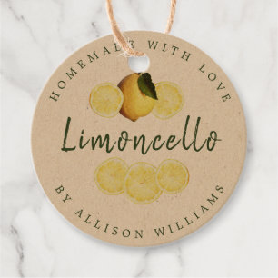 Custom Homemade Limoncello Kraft Favour Tags