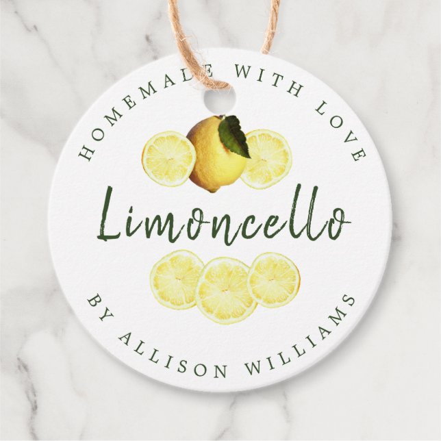 Custom Homemade Limoncello Kraft Favour Tags (Front)