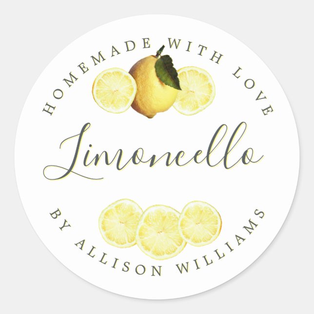 Custom Homemade Limoncello Label (Front)