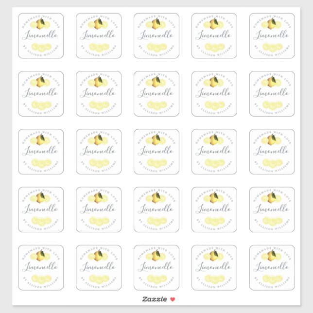 Custom Homemade Limoncello Label 2 INCH Stickers (Sheet)