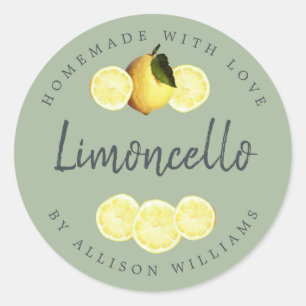 Custom Homemade Limoncello Label Laurel Green
