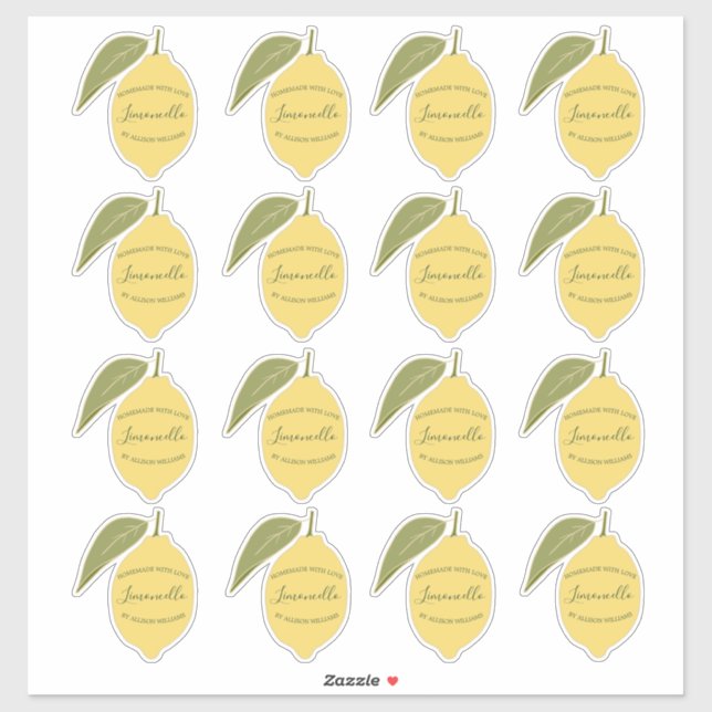 Custom Homemade Limoncello Label Lemon Stickers (Sheet)