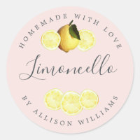 Custom Homemade Limoncello Label Pink
