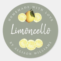 Custom Homemade Limoncello Label Sage Green