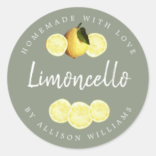 Custom Homemade Limoncello Label Sage Green