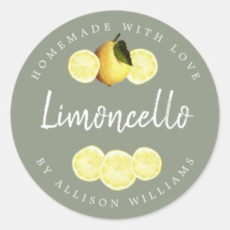 Custom Homemade Limoncello Label Sage Green