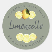Custom Homemade Limoncello Label Sage Green