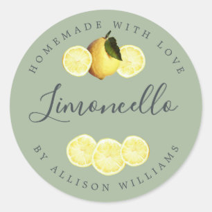 Custom Homemade Limoncello Laurel Green Classic Round Sticker
