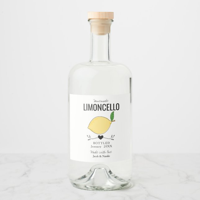 custom homemade limoncello wedding favour liquor bottle label (Front)