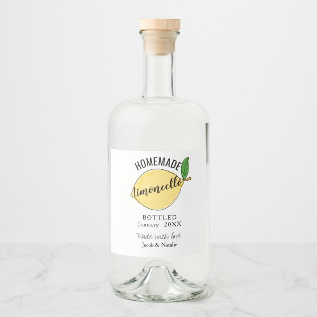 custom homemade limoncello wedding favour liquor bottle label (Front)