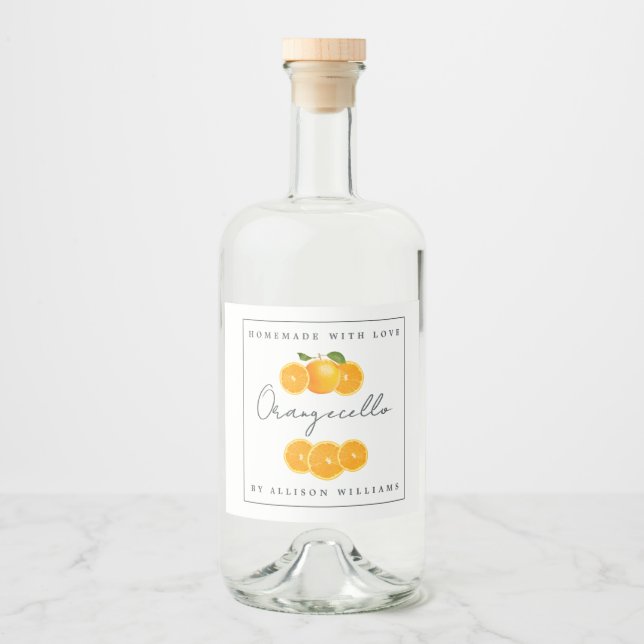 Custom Homemade Orangecello Label (Front)