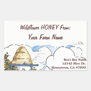 Custom Honey Farm Vintage Beehive  4.5”l x 2.7"w Rectangular Sticker