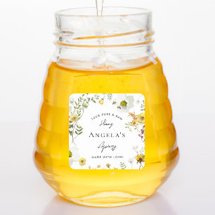 Custom Honey Jar Label Yellow Wildflowers Floral
