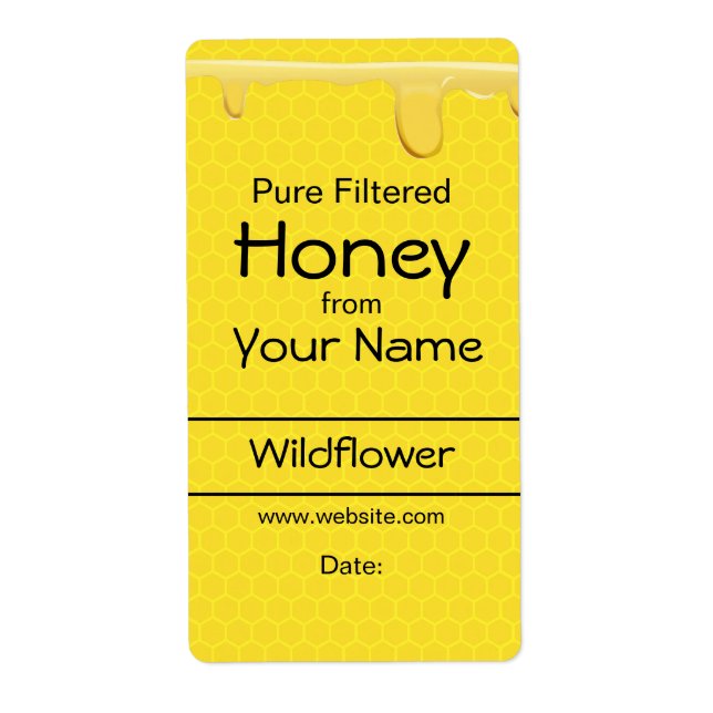 Custom Honey Labels Honeycomb Customisable Text (Front)