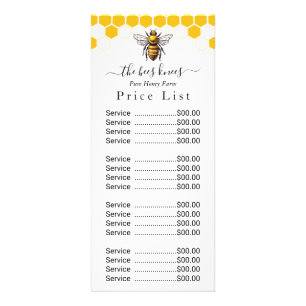 Custom Honey Price List Rack Card - Modern Minimal