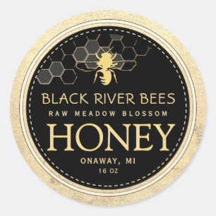 Custom Honeycomb Bee Raw Honey Yellow Border Classic Round Sticker