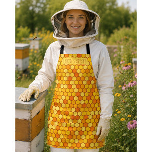 Custom Honeycomb Bright Orange and Golden Beehive Apron