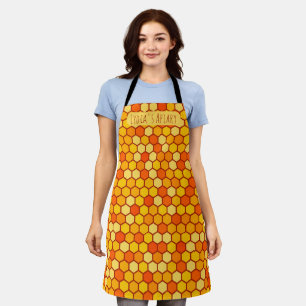 Custom Honeycomb Bright Orange and Golden Beehive Apron