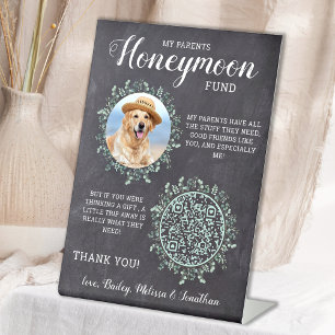 Custom Honeymoon Fund Dog Photo Pet Wedding Pedestal Sign