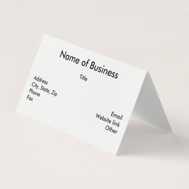 Custom Horizontal Tent Fold Folded Business Card (Front)