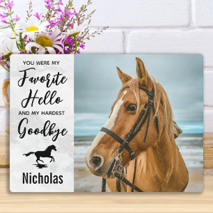 Custom Horse Memorial Photo Favourite Hello Equine Plaque