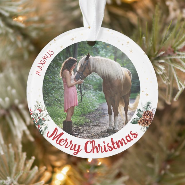 Custom Horse Name Photo Equestrian Ornament (Tree)