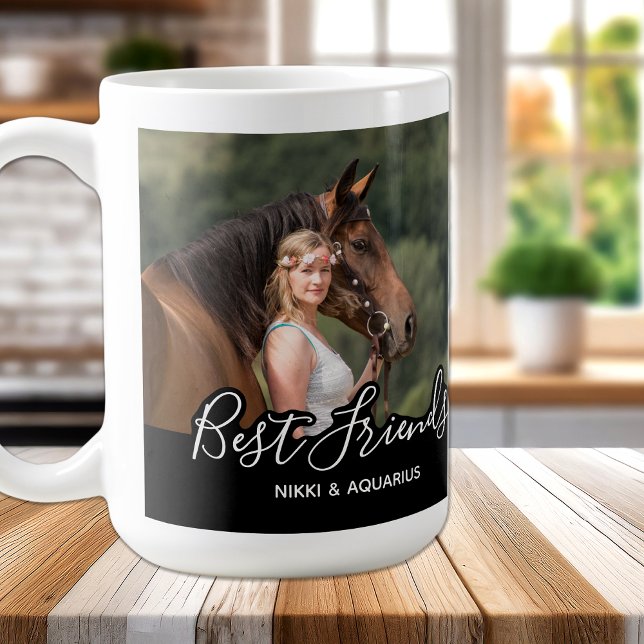 Custom Horse Photo Black Best Friends Coffee Mug (Creator Uploaded)