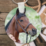 Custom Horse Photo Key Ring<br><div class="desc">Take your best friend with you wherever you go with a custom horse photo keychain. This pet photo equestrian keychain is the perfect gift for yourself,  family or friends. 
Customise with favourite horse photos.
COPYRIGHT © 2020 Judy Burrows,  Black Dog Art - All Rights Reserved. Custom Horse Photo keychain</div>