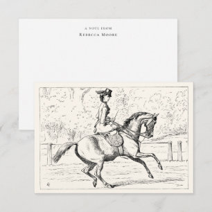 Custom Horse Stationery Vintage Equine Side Saddle Card