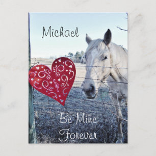 Custom HORSE Valentine heart Holiday Postcard