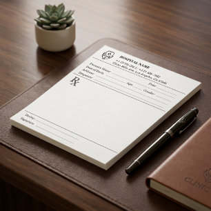 Custom Hospital Clinic RX Prescription Pad Logo