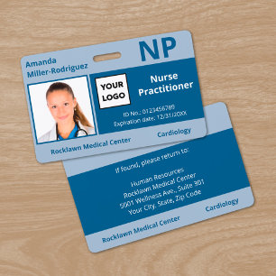 Custom Hospital Employee Logo Blue Photo ID Badge