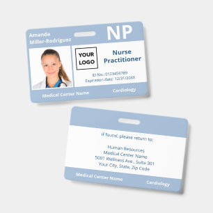 Custom Hospital Employee Logo Light Blue Photo ID Badge