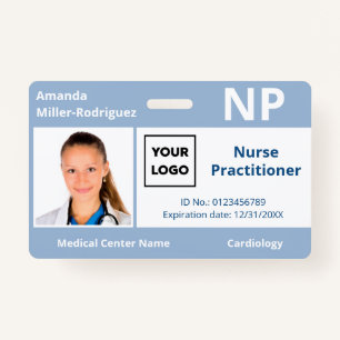 Custom Hospital Employee Logo Light Blue Photo ID ID Badge