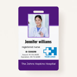 Custom Hospital Employee Logo & Photo & BarCode ID ID Badge