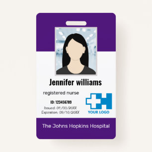 Custom Hospital Employee Logo & Photo & BarCode ID ID Badge