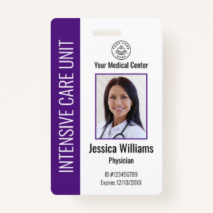 Custom Hospital Employee Logo Photo Purple ID ID Badge