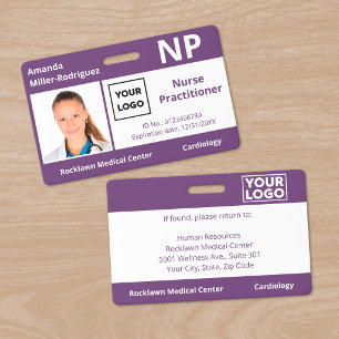 Custom Hospital Employee Logo Purple Photo ID Badge
