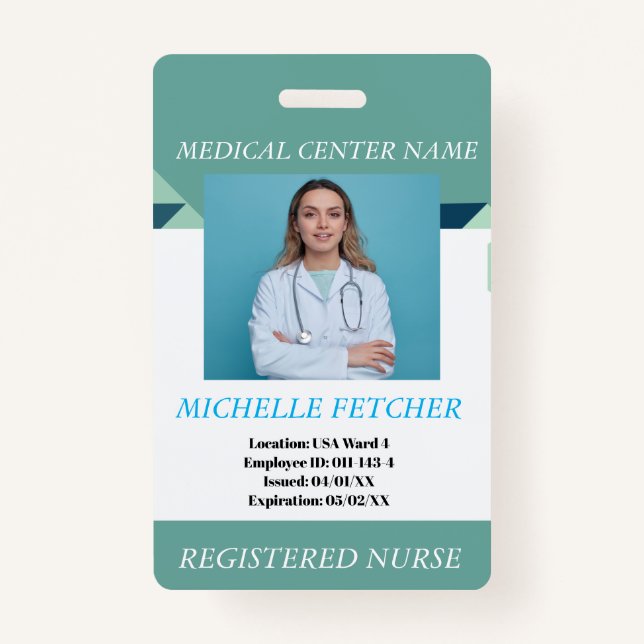 Custom Hospital Employee Photo ID Badge (Front)